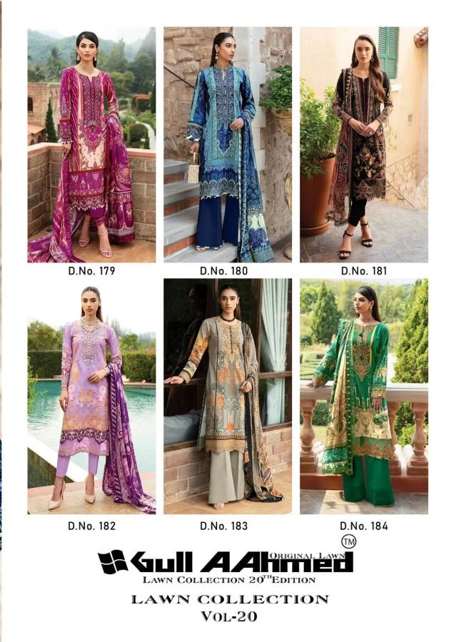 Gull Ahmed Lawn Vol 20 Cotton Wholesale Pakistani Salwar Suit Catalog — Wholesale Salwar Suits, MPA wholesale from Surat — view 6